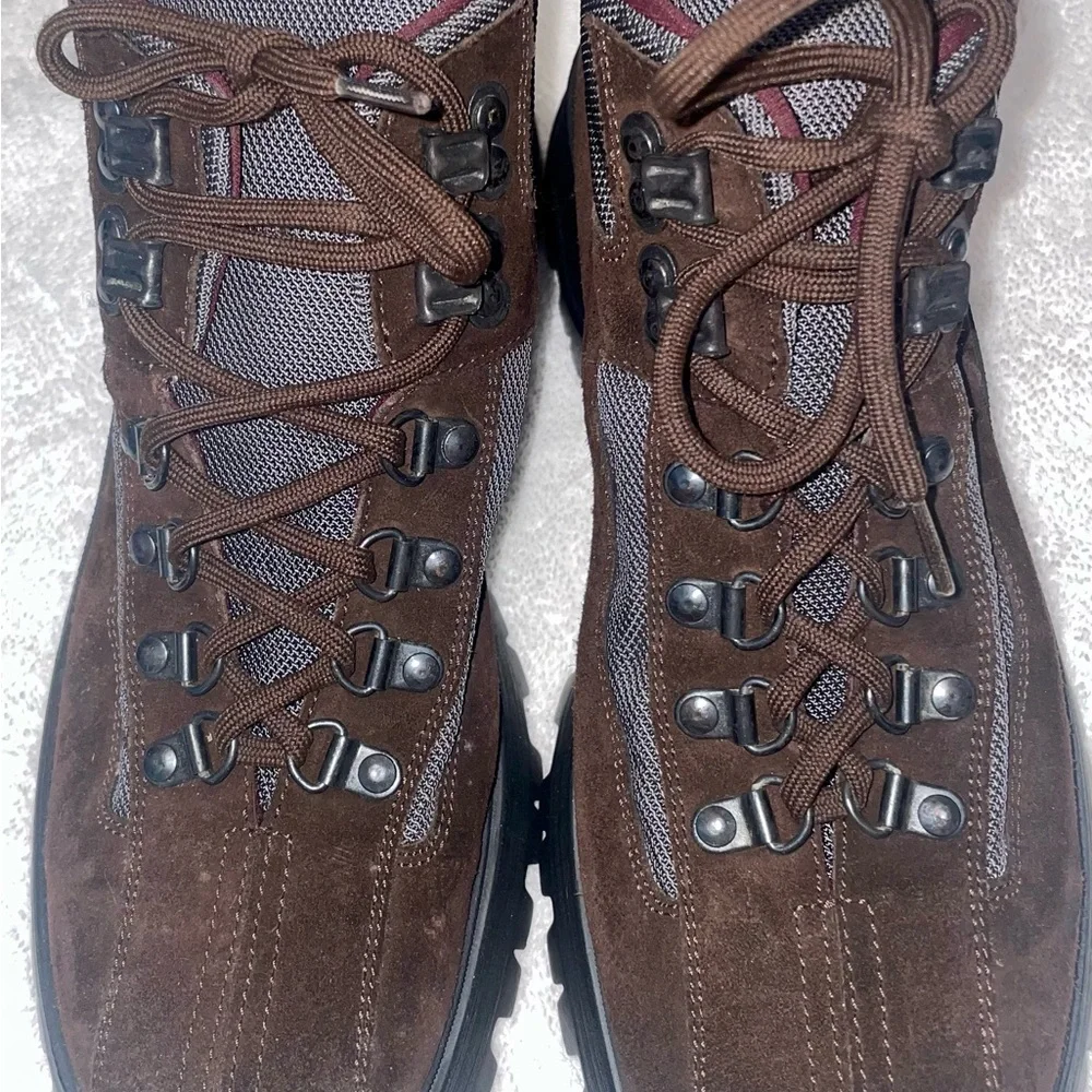 PRADA Suede & Nylon Lace Up Hiking Boots Brown EU 38 1/2 US Size 8 New - Picture 9 of 14